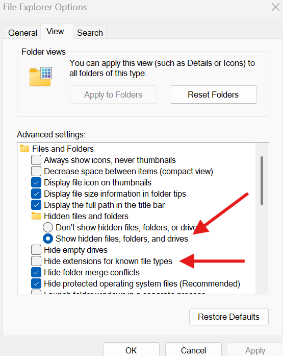 File Explorer Options