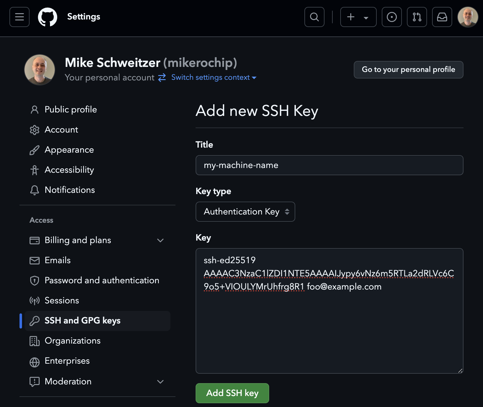 SSH Key Form